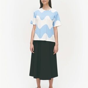 MARIMEKKO Determinantti LOKKI BLUE & white WAVY PRINT TOP